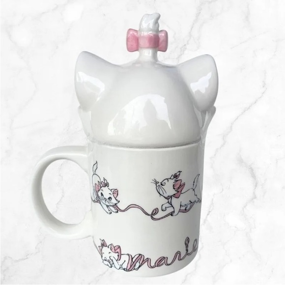 Disney Marie Toulouse Pink Ribbon Covered Mug W/Topper - Picture 4 of 5